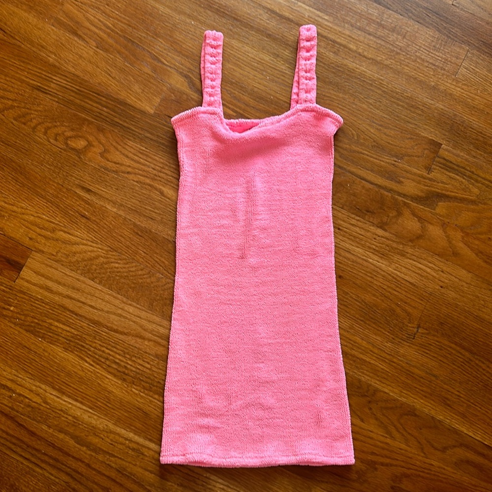 Hunza G pink mini dress size one size fits all